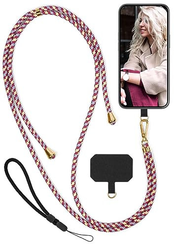 moex Unleash für CAT S75 Handyband zum Umhängen ohne Hülle, Handykette Universal mit Karabiner, Handy Band abnehmbar, Kette mit Pad für Handyhülle, Candy, Gold
