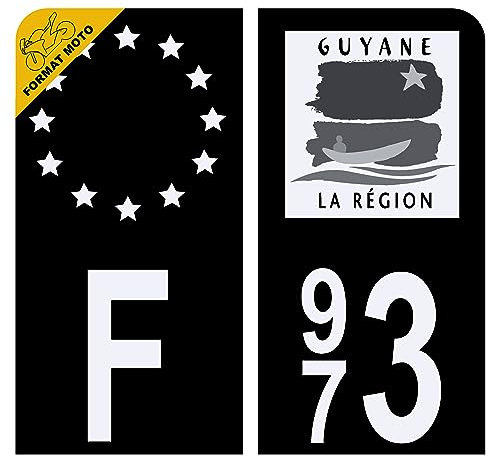 HADEXIA Aufkleber für Nummernschild, Motorrad, 973, Guayana, Schwarz