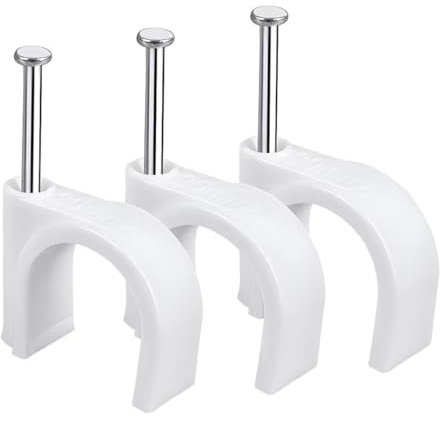 SYDARSYN Grapas para Cables Redondo, Grapas Cable Pared, 10mm Abrazaderas para Cables con Tornillo (100 pcs)