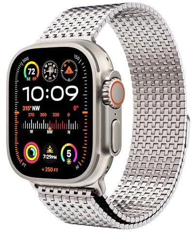 LULULOOK Milanese Armband für Apple Watch Ultra 2/1 Armband 49mm 46mm 45mm 44mm 42mm, Magnetisch 630 Edelstahl Metall Mesh Loop für iWatch Series 10 9 8 7 6 SE 5 4 3 2 1 Herren Damen