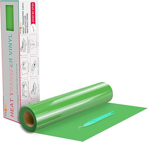 HTVRONT Heat Transfer Vinyl - 12 x 20ft(30.5x610CM) Fruit Green HTV for Shirts, Grass Green Iron on Vinyl for All Cutter Machine - Easy to Cut & Weed for Heat Vinyl Design (Fruit Green)