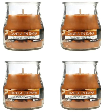 4 Stück Duftkerzen Zimtstange, Duftkerzen Zimtstange im Glas 24 Stunden Verbrennung