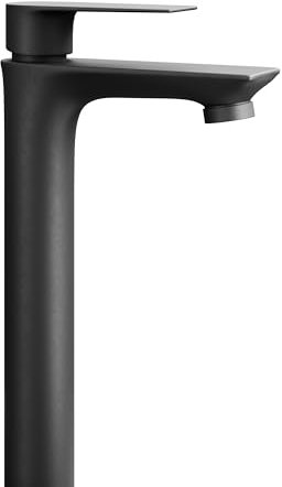 Planetmöbel Wasserhahn Bad-Mischbatterie, Waschtischarmatur mit Keramik Kartusche, Armatur für Waschbecken Badezimmer, Einhebelmischer, Höhe 29 cm, schwarz matt