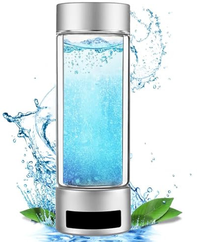 ZHJSHOU Botella de agua con hidrógeno, máquina ionizadora de agua portátil de carga USB,generador de agua ionizada contenido de hidrógeno ≥6000 ppb(plata,400ML)