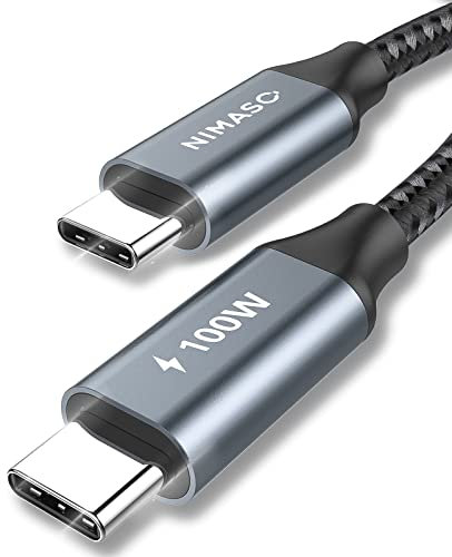 Nimaso USB C auf USB C Kabel 1M 2Pack,USB Typ C 100W 20V/5A PD Schnellladekabel mit E-Mark Chip Ladekabel und Datenkabel für Macbook Pro,MacBook Air,iPad Pro, iPhone 15 Pro,Samsung Galaxy S23/S22/S21