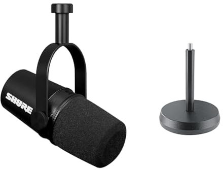 Shure MV7X XLR Podcast Microphone - Pro Dynamic Mic para podcasting y grabación Vocal & K&M - 232 - Soporte para micrófono de sobremesa - Negro