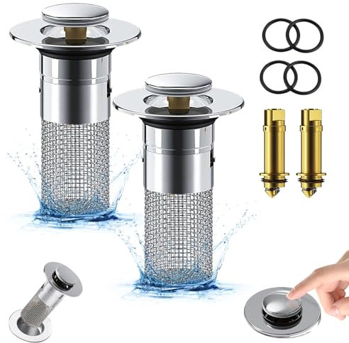 2 Piezas Colador Fregadero, 2024 Nuevo Tapon Fregadero Cocina, Tapones Lavabo para Drenaje de 32-38 mm, Tapón Desague Lavabo, Tapon Fregadero para Tapón de Drenaje de Fregadero de Encimera