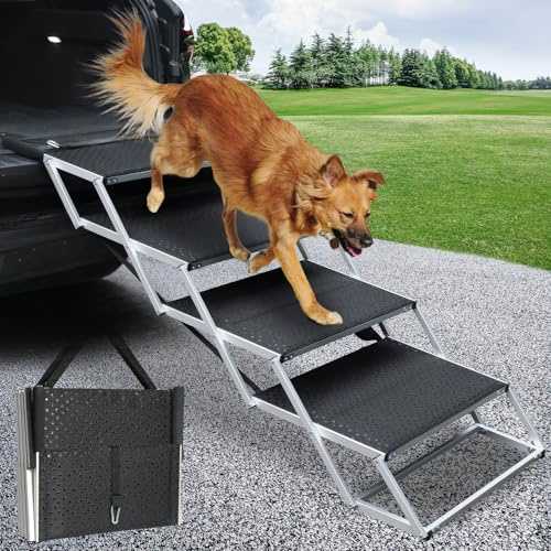 DGSL Klappbare Hundetreppe fürs Auto, 50,8 cm, extra breit, 4-stufig, für große Hunde