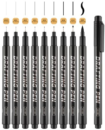 SMOOTHERPRO Fineliner Schwarz Stifte 9 Stück Wasserfest - Schwarz