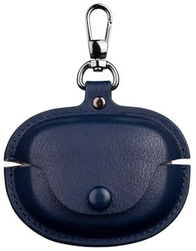 Case for Bose Ultra Open Earbuds, Fashion Premium Leather Shockproof Cover Accessories Case for Bose Ultra Open Earbuds with Keychain for Women Men-Navy Blue