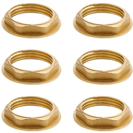 6 tuercas de bloqueo hexagonales con brida, rosca interior de 1/4 pulgadas, tuerca hexagonal de latón, tuerca de montaje sanitario, para baño, lavabo, accesorios de plomería
