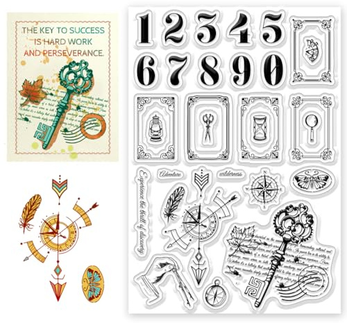 CHGCRAFT Silikon Stempel Vintage-Nummern Stempelset für DIY Scrapbooking Journaling Fotoalbum Dekorative Geschenkanhänger Kartenherstellung, 4.3x6.3 Zoll