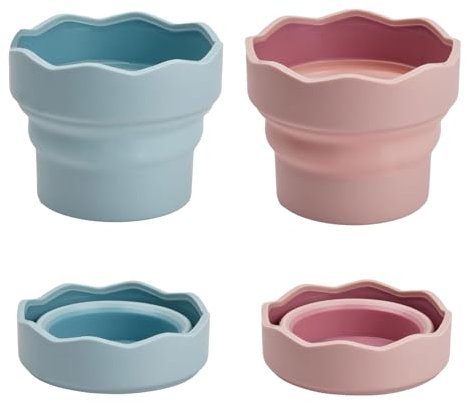 Jisrcha Wasserbecher für Pinsel Kinder, 2 Stück Faltbarer Wasserbecher Für Wasserfarben, Wasserbehälter Farbkasten, Malbecher für Drinnen und Draußen Malerei