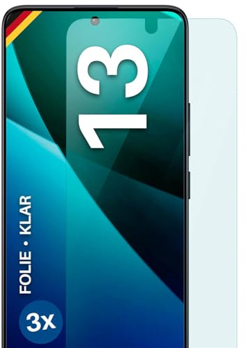 moex für Redmi 13 Schutzfolie Displayschutz Folie Ultra-klar HD 0,2 mm kompatibel mit jeder Hülle, Anbringen ohne Blasen, Handyfolie Extra Kratzfest, FlexProtect 3 Stück