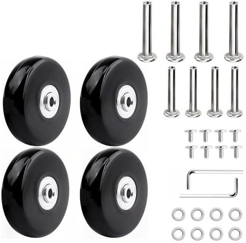 Alriedy 4 Stück Kofferrollen Ersatzrollen,60x18mm Gummi Koffer Ersatzrollen, Gepäck Koffer Ersatzräder,Ersatzräder Koffer Rollen,Ersatzteile Ersatzrollen Für Koffer (60mm x 18mm)