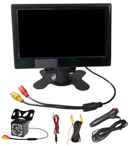 Jrpzcv 12V-24V 7 Inch TFT LCD Color HD Monitor with 12LED Light Camera for Car CCTV Reverse Rear View Car Electronic Replacement