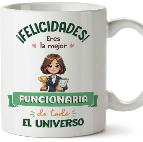 MUGFFINS Tazas para FUNCIONARIA mujer - En Español - Mejor Universo Trofeo - 11 oz / 330 ml - Regalo original y divertido
