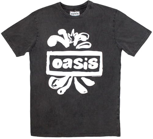 Oasis Band Logo Splat Limited Edition 999 Only Premium Wash T Shirt S Charcoal