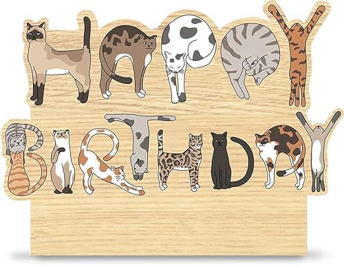 Katzen Geschenk Holzkarte - Katzen Geburtstagskarte Geburtstagskarte | Katze Deko, Geschenk für Katzenliebhaber, Lustiges Katzenmotiv, Katzen Accessoire, Lustiges Geschenk für Katzenfreunde