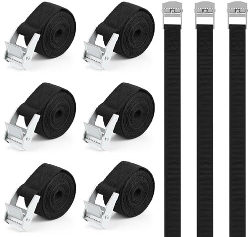 6 confezioni di cinghie di fissaggio, cinghie di tensione da 2 m, cinghie di bloccaggio da 25 mm x 2 m, cinghie resistenti per carichi pesanti per auto, biciclette, trasporto merci fasce a cricchetto