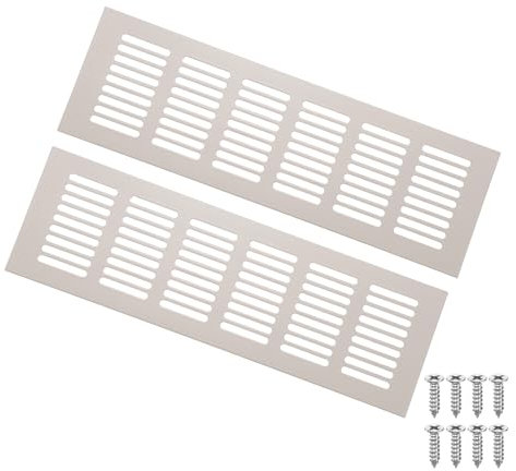 sourcing map 2Pcs Door Air Vent Cover, 9.8 x 3 Aluminum Ventilation Grille Decorative Covers Louvered Air Return Vent Cover with Screws for Cabinet Wardrobe Door Wardrobe(Grey)