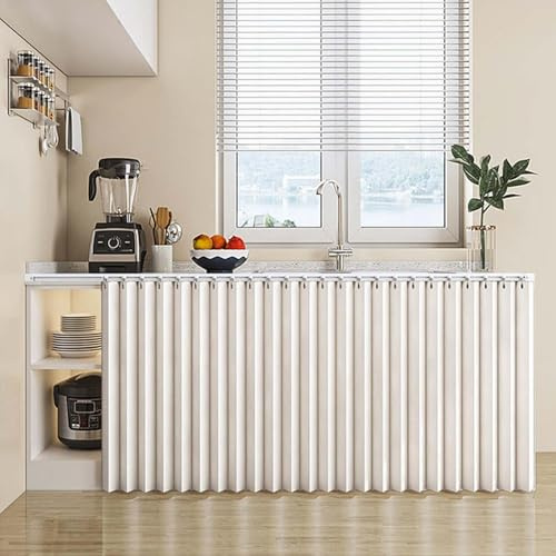 MTHGH Schrankvorhang Zum Schieben Mit Schiene Selbstklebend für Küchenschrank, Regal - Blackout Curtains (#1,60x50cm)