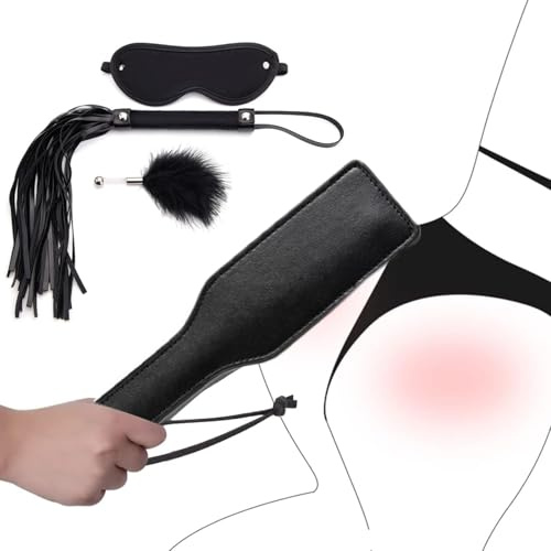 Bondage Sex Spielzeug Für die Paare Extrem Sexspielzeuge Flogger Erotik Leder Peitsche mit Feder Tickler Leder Hand Spanking Slapper Paddel Sexspielzeug Zubehör und Augenmaske für BDSM Erwachsene
