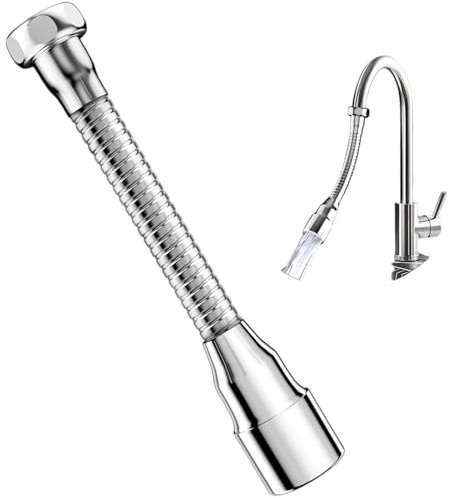 Rallonge Robinet de Cuisine,20CM Extension de Robinet Cuisine à 360° avec Bec Flexible, Flexible Embout Robinet Cuisine,Brise Jet Robinet Cuisine à 360° degrés,Aérateur Robinet Cuisine