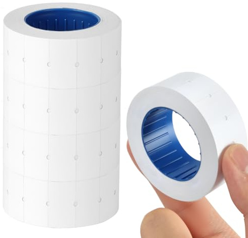 NUTKIT 5 rullar Pricemarker-klistermärken, 21 mm x 12 mm | Totalt 2 500 stycken vita prismarker-klistermärken, prislapp kontor butik användning (500 ark/rulle)