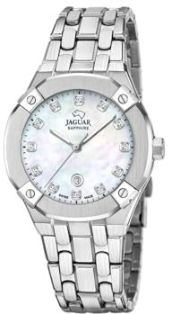 JAGUAR Swiss Made Damenuhr Analog aus Edelstahl 316L | Quarzuhr, Kalender, Widerstandsfähiges Saphirglas, Wasserdicht 10 ATM, J1016/4, Diplomatic