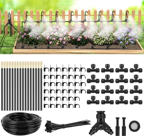 MEKOTRIN Kit Irrigazione Goccia, 30m Ugelli Regolabili Attrezzatura Irrigazione Automatica, Impianto a Goccia per Orto per La Cura del Paesaggio, delle Aiuole e delle Piante del Pati