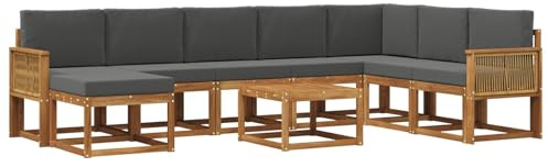 vidaXL Outdoor-Sofagarnitur mit Kissen 9 pcs Natur und Anthrazit, Moderne Garten-Sofaset, wetterresistent, Lounge für den Garten, Akazienholz, Bequeme Sitzgelegenheit draußen
