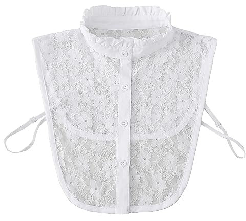 Cuello Falso Blanco, Media Camisa Desmontable con Estilo Desmontable Blusa Dickey Collar para Dama (Blanco)