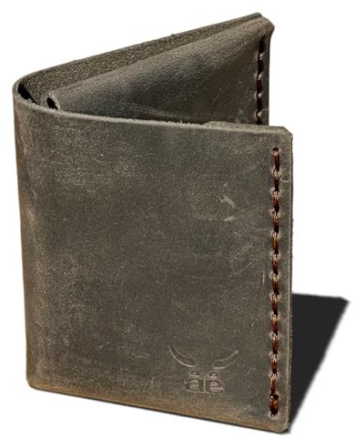 Premium wallet MONO aus grauem Nubuk für Männer • feiner Seidenglanz: erhlich, exklusiv, metallfrei • für Scheine bis 200€, Münzen & 10+ Karten • fair made in Füssen
