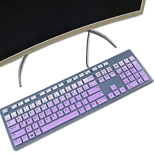Funda de teclado para teclado inalámbrico KB216 con cable y Dell KM636/Dell Optiplex 5250 3050 3240 5460 7450 7050/Dell Inspiron AIO 3475/3670/3477 todo en uno, color morado rosado degradado