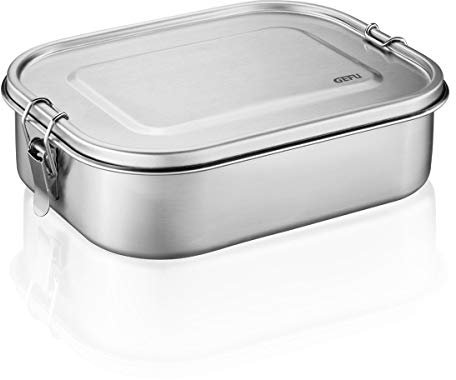 GEFU Lunchbox ENDURE Groß 1.400 ml – Auslaufsichere Edelstahl Brotdose mit Trennsteg | Luftdichte Bento Box im Retrodesign für Schule, Büro und unterwegs