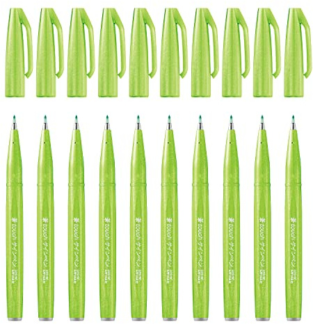 Pentel Brush Sign Pen Lime Green - Pack of 10
