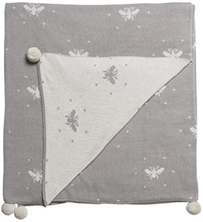 Sophie Allport Bees Knitted Throw Made with 100% Knitted Cotton