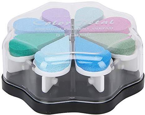 8 Color Ink Pad Petal Shape Ink Stamp Pad Finger Ink Pad for Card Making, Rubber Stamps Paper Schedule Book Scrapbook[#1005] Ink Pads