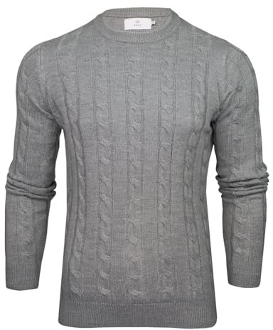 Xact Men's Crew Neck Cable Knit Jumper (Mid Grey Marl) M