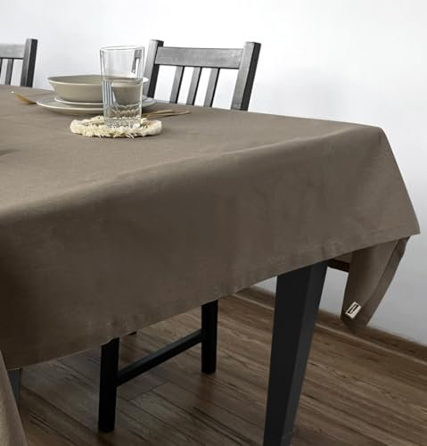 Rollmayer Hersteller Tischdecke Tischtuch Tischwäsche Gastronomie Kollektion Velvet Uni einfarbig pflegeleicht waschbar(Braun 273, 120x160cm) Größe & 5 Farben wählbar, für Wohnungen und Hotels