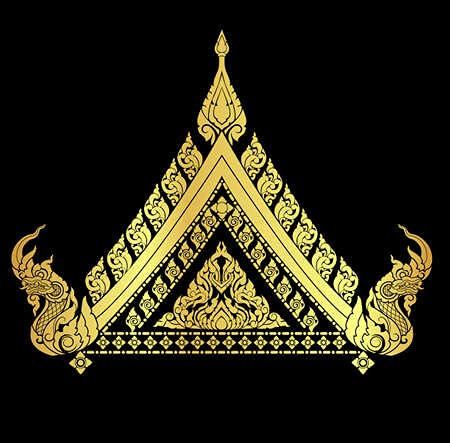 Acryl-Bild 50 x 50 cm: Thailändische Künste Interiorl mit vielen Vektor-Mustern und Gold(46371977)