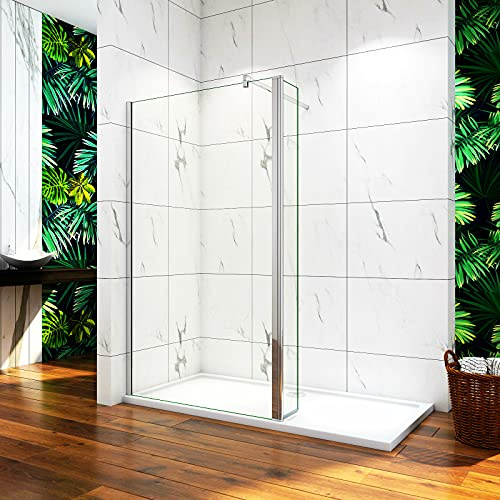 Aica Sanitär 90cm Duschabtrennung Duschwand Duschtrennwand 8mm Nano Glas Duschabtrennung H200cm mit 40cm Beweglichem Panel