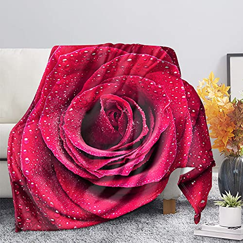 UOIMAG Weiche Tagesdecke mit Rosenmuster, leichte Decke für Sofa/Auto/Outdoor, hält warm (150 x 200 cm)