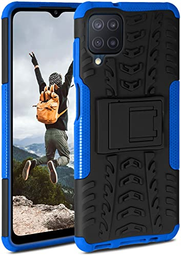 ONEFLOW Tank Case für Samsung Galaxy M12 Hülle Outdoor, stabile Panzerhülle mit Kamera und Display Schutz, sichere Handyhülle, TPU Handy Schutzhülle mit Ständer, Blau Schwarz