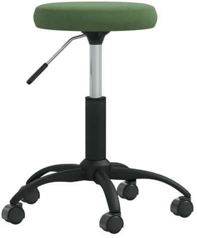 vidaXL Massagehocker mit Rollen Drehbar Höhenverstellbar Rollhocker Arbeitshocker Salon Beauty Hocker Drehhocker Praxishocker Samt Dunkelgrün