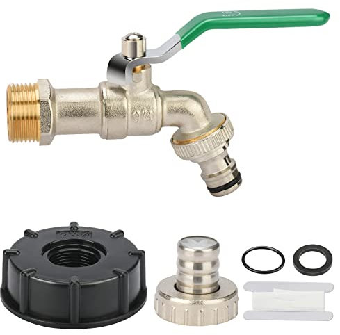oumuik Wasserhahn Ibc, Ibc Tank Zubehör & Container, Ibc Hahn 3/4 Zoll mit Adapter s60x6 für Regentonne
