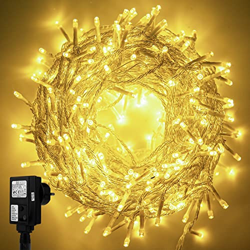 LED Lichterkette Außen, 20M 200 LED Lichterkette Weihnachtsbaum Innen Außen mit Stecker Timer, 8 Modi IP44 Wasserdicht Warmweiß Weihnachtbeleutung für Tannenbaum Party Hochzeit Deko (20M 200 LED)