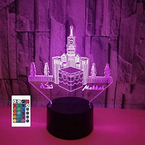 3D Islamic Castle Fernbedienung 16 Farben Nachtlichter Illusion Acryl LED Tisch Nachttisch Lampe Kinder Schlafzimmer Schreibtisch Dekor Geburtstag Geschenke Spielzeug für Kinder