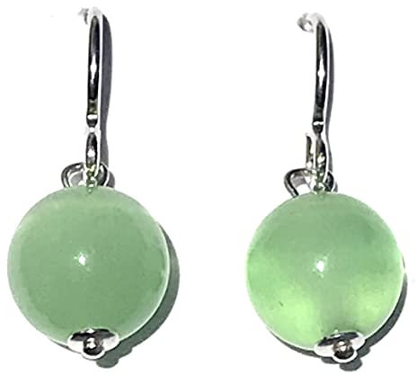 PENDIENTES DE COLORES DE PLATA (BOLA VERDE CLARA)